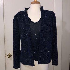 Sparkly navy blue blouse with blazer